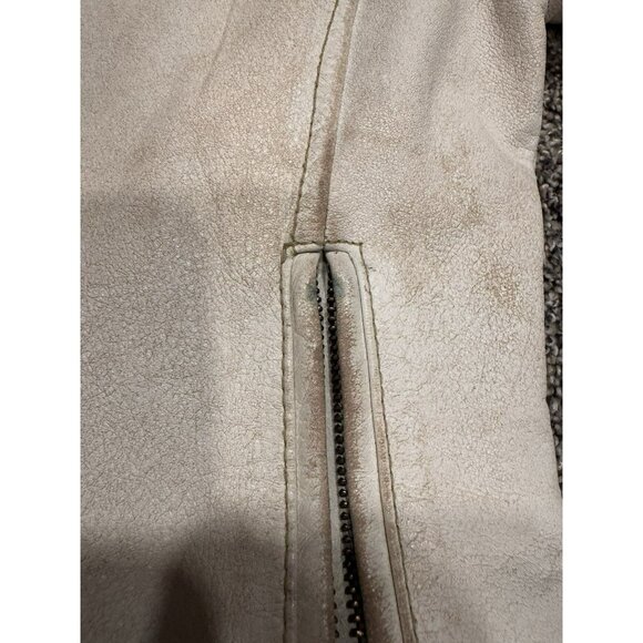 Danier Ladies White Motorcycle Leather Jacket XS Distressed - Picture 5 of 7